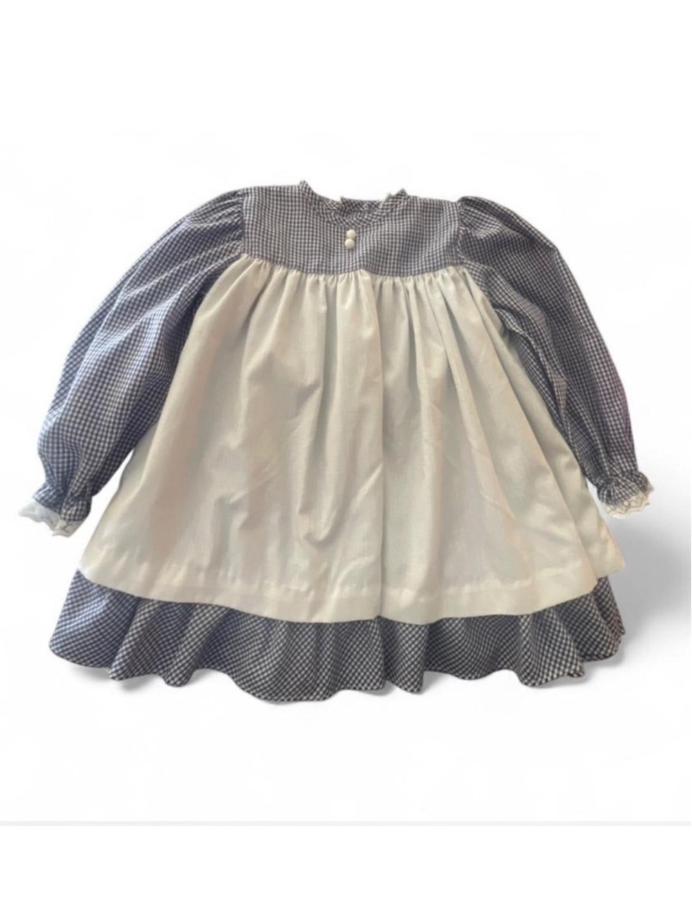1990 vintage Peaches and Cream Gingham Dress with White Accents size 3T toddler
